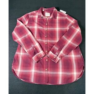 Jachs Girlfriend Red Plaid Button Down Shirt Long Sleeve Pockets Medium